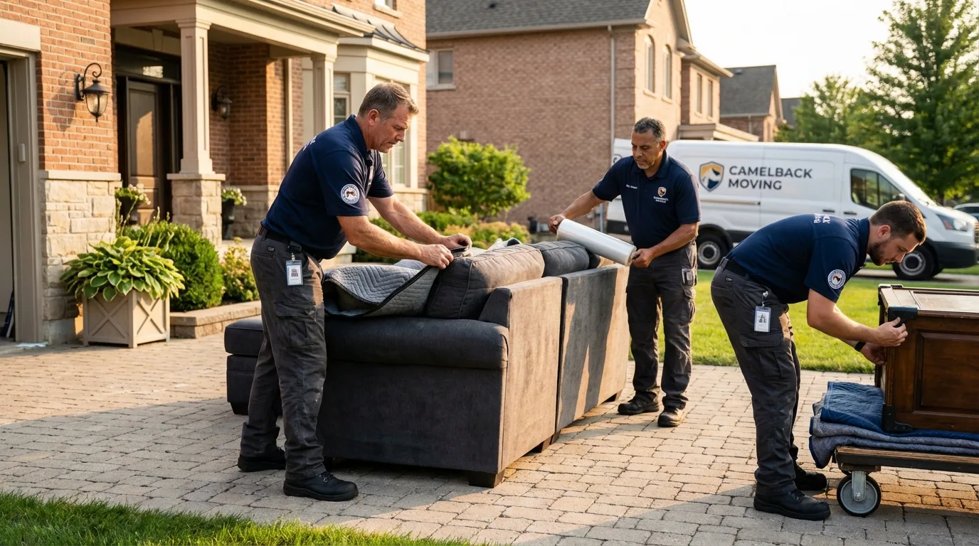 Large estate moving crew wrapping furniture in Litchfield, IL